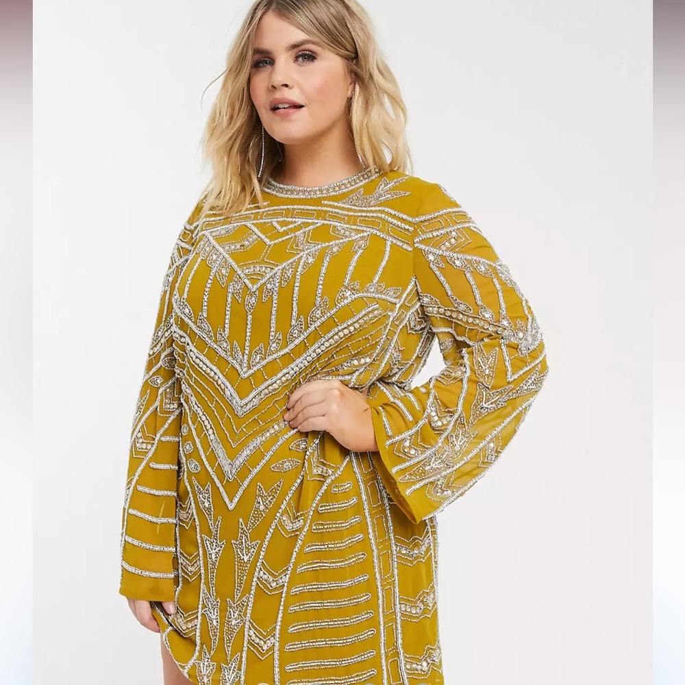 ASOS DESIGN Curve chandelier embellished mini shift dress